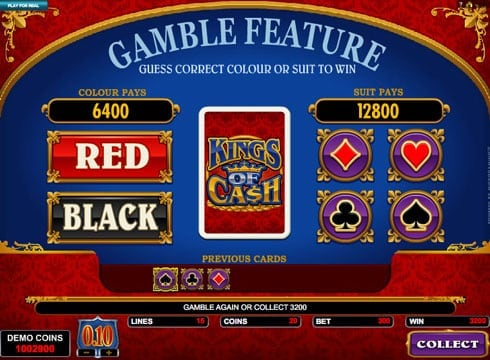 Риск-игра в онлайн автомате Kings of Cash